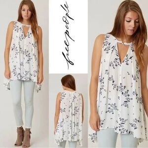 Free People | Tree Swing Tunic Tank Top Sleeveless Blouse Floral Print Keyhole
